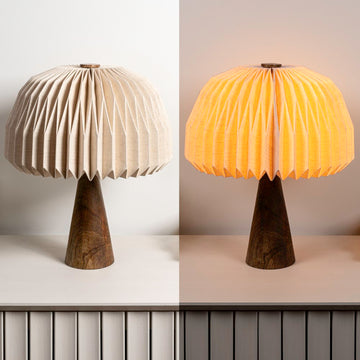 Sylvie 16" Modern Minimalist Paper Pleated Shade Mushroom Accent LED Table Lamp